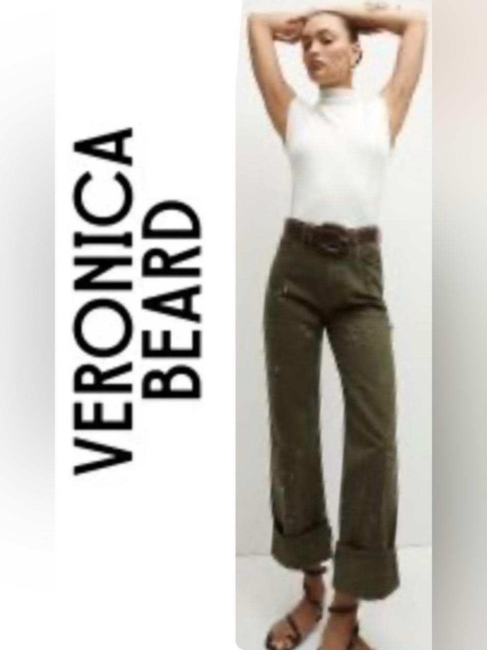 Veronica Beard Dylan High-Rise Paint Splatter Straight Jeans Army Green - 26 NWT